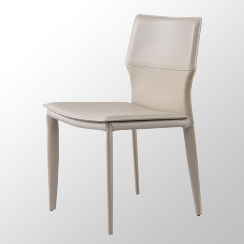 Upholstered Dining Chair with Leather Legs Matte Finish Solid Back Side Chair