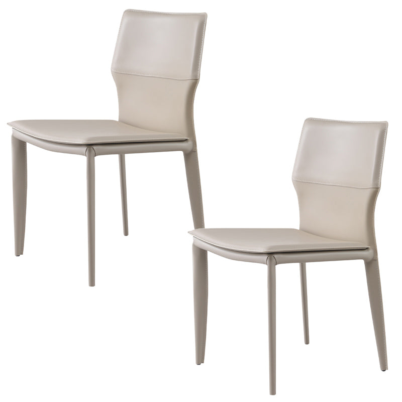 Upholstered Dining Chair with Leather Legs Matte Finish Solid Back Side Chair