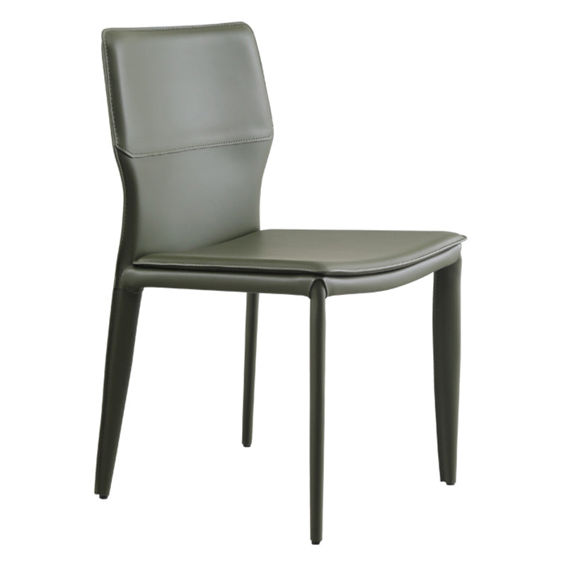 Upholstered Dining Chair with Leather Legs Matte Finish Solid Back Side Chair