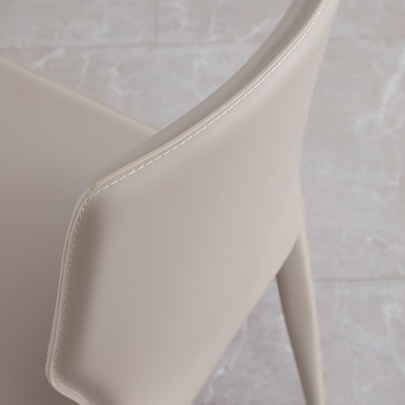 Upholstered Dining Chair with Leather Legs Matte Finish Solid Back Side Chair