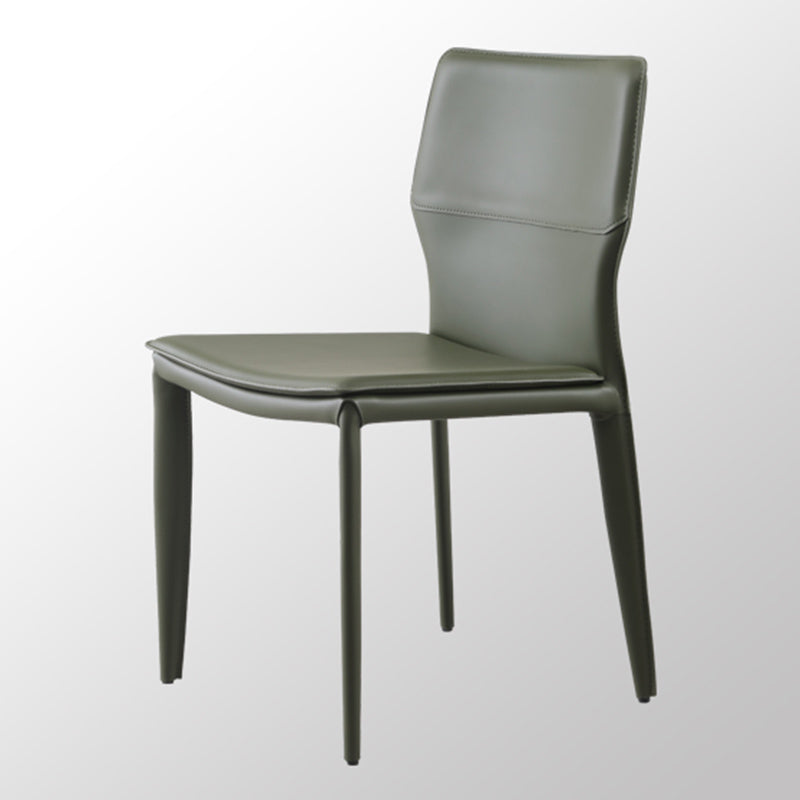 Upholstered Dining Chair with Leather Legs Matte Finish Solid Back Side Chair