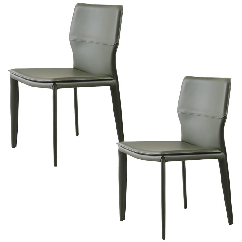 Upholstered Dining Chair with Leather Legs Matte Finish Solid Back Side Chair