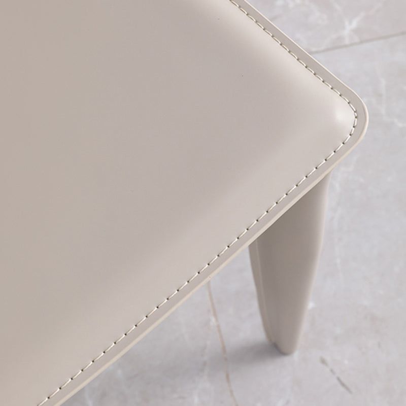 Upholstered Dining Chair with Leather Legs Matte Finish Solid Back Side Chair