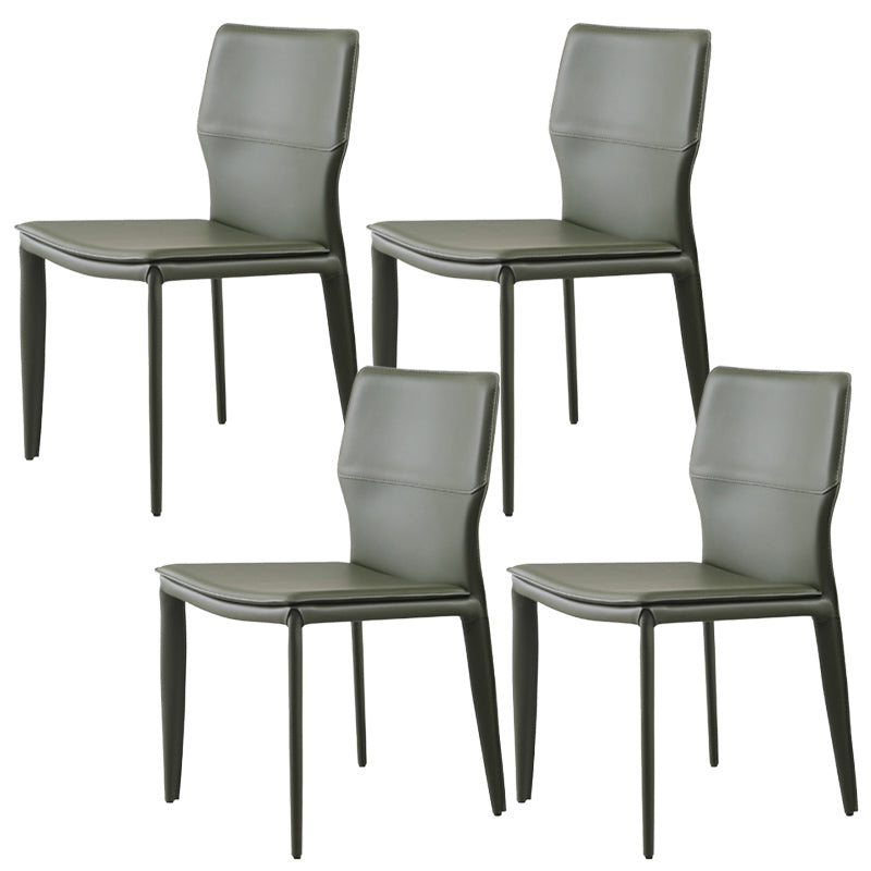 Upholstered Dining Chair with Leather Legs Matte Finish Solid Back Side Chair