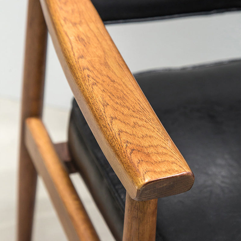 Oak Wood Modern Dining Chair for Home Faux Leather Open Back Side Chair