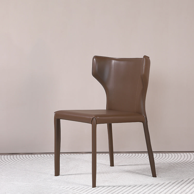 Matte Finish Wingback Side Chair Contemporary Dining Chair with Leather Legs