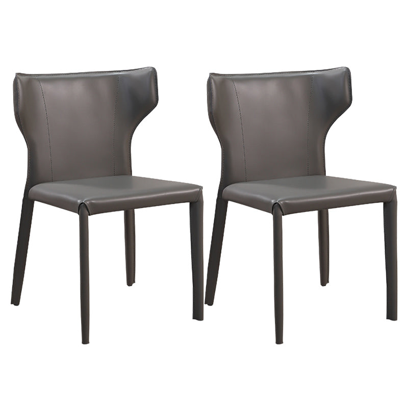 Matte Finish Wingback Side Chair Contemporary Dining Chair with Leather Legs