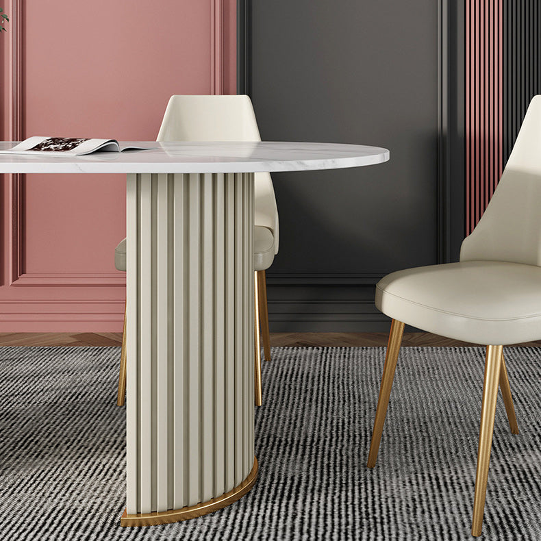 Stone Top Dining Room Table Traditional Luxury Oval Table with Sled Base