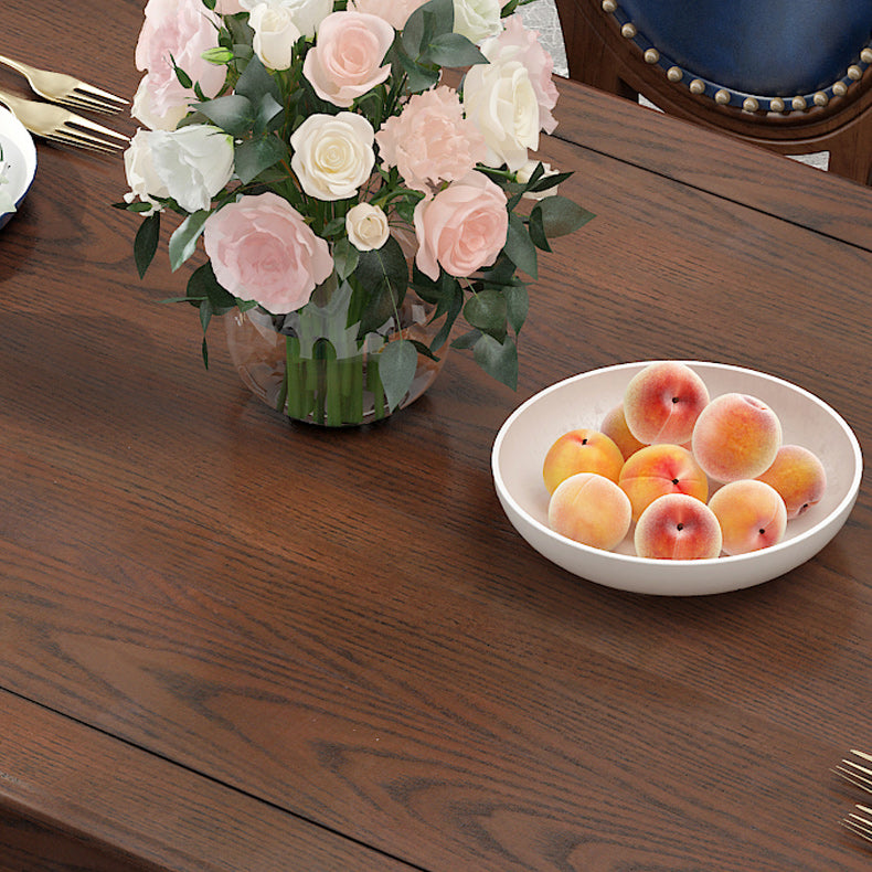 Wood Top Dining Table Mid-Century Modern Table with 4 Legs in Brown