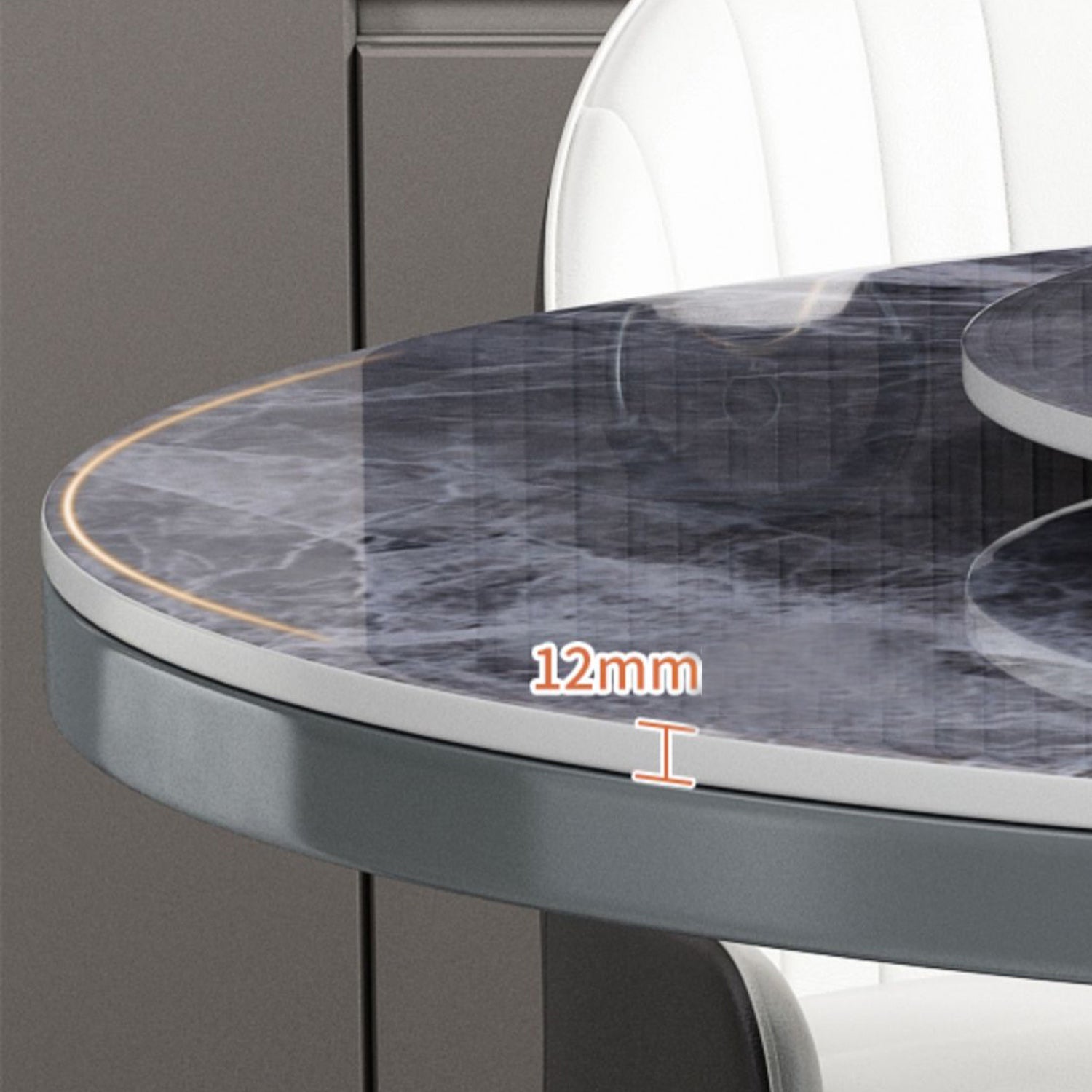 Round Stone Turntable Table Minimalist Furniture with Pedestal Base