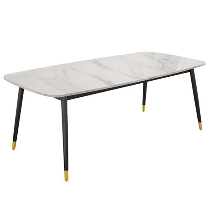 Rectangular Stone Dining Table Traditional Luxury Furniture with 4 Legs