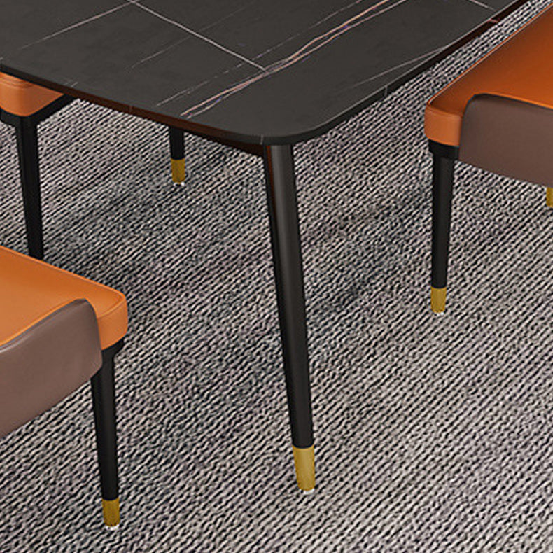 Rectangular Stone Dining Table Traditional Luxury Furniture with 4 Legs