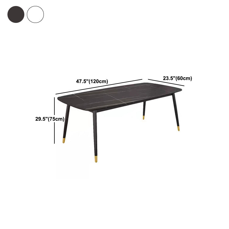 Rectangular Stone Dining Table Traditional Luxury Furniture with 4 Legs