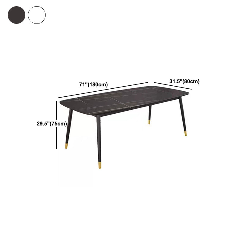 Rectangular Stone Dining Table Traditional Luxury Furniture with 4 Legs