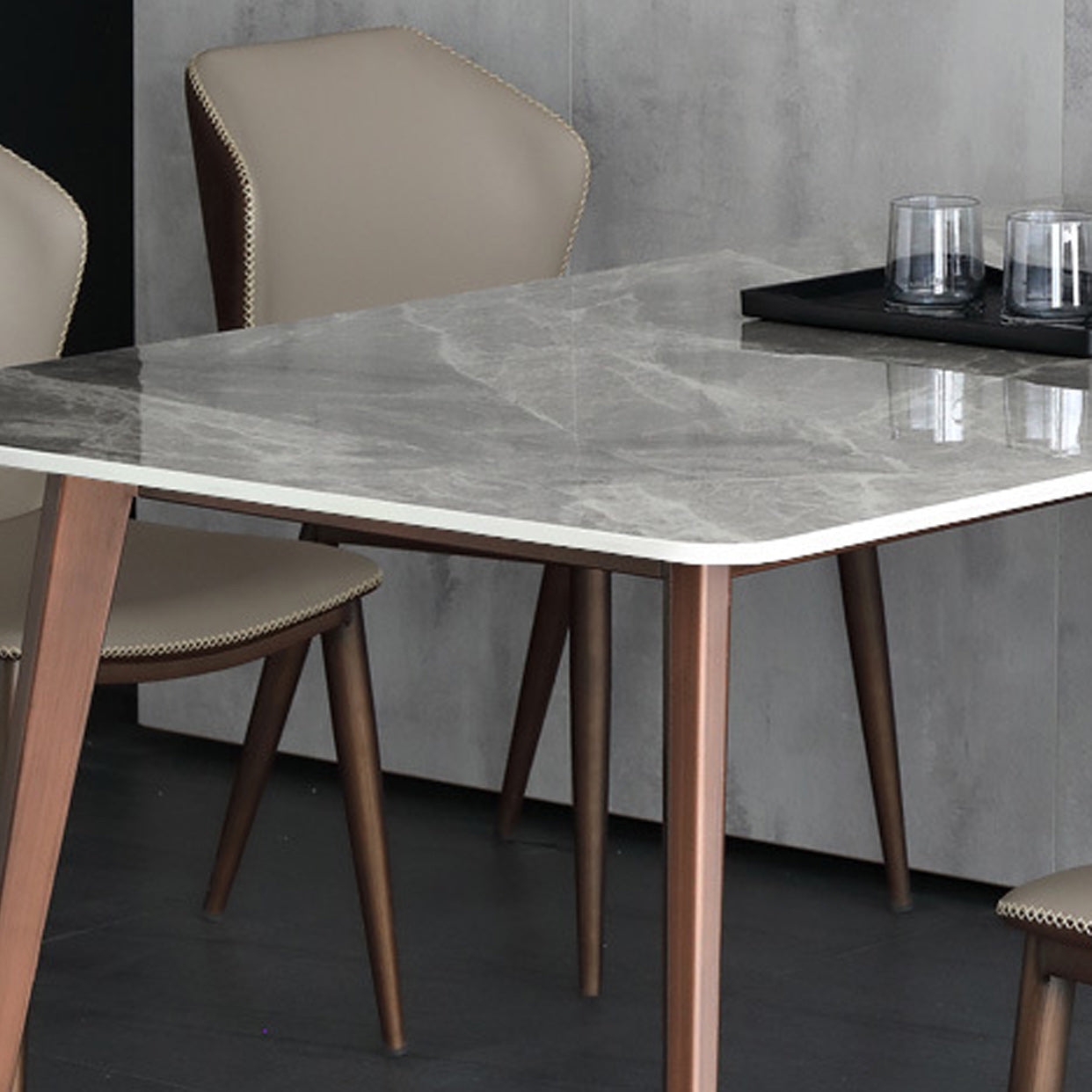 Sintered Stone Dining Table Mid-Century Modern Dining Table with 4 Legs