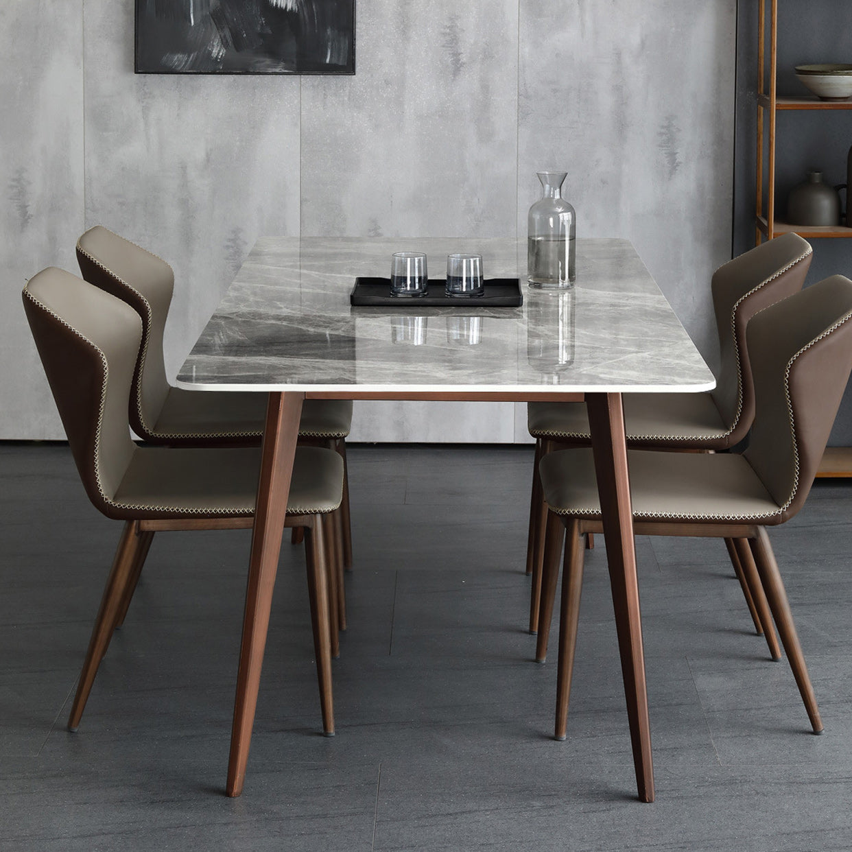 Sintered Stone Dining Table Mid-Century Modern Dining Table with 4 Legs
