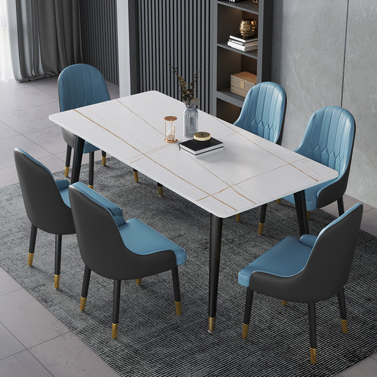 Rectangle Dining Table Stone Top Dining Table with Iron Base