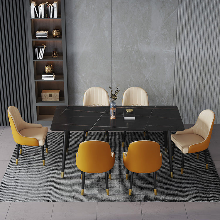 Rectangle Dining Table Stone Top Dining Table with Iron Base