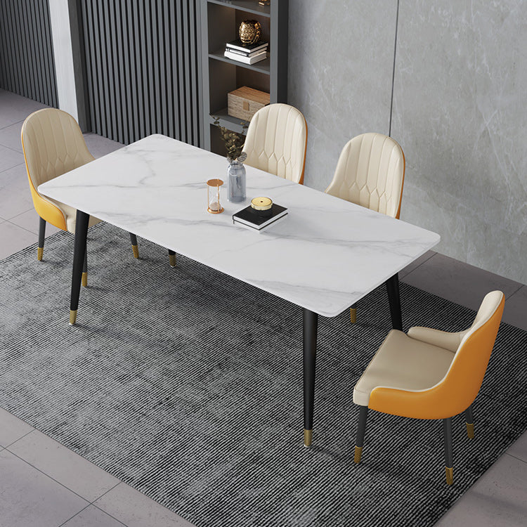 Rectangle Dining Table Stone Top Dining Table with Iron Base