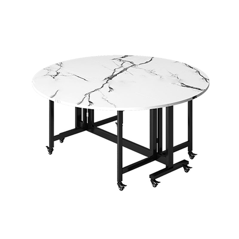 Folding Dining Table Faux Marble Dining Table with Black Frame