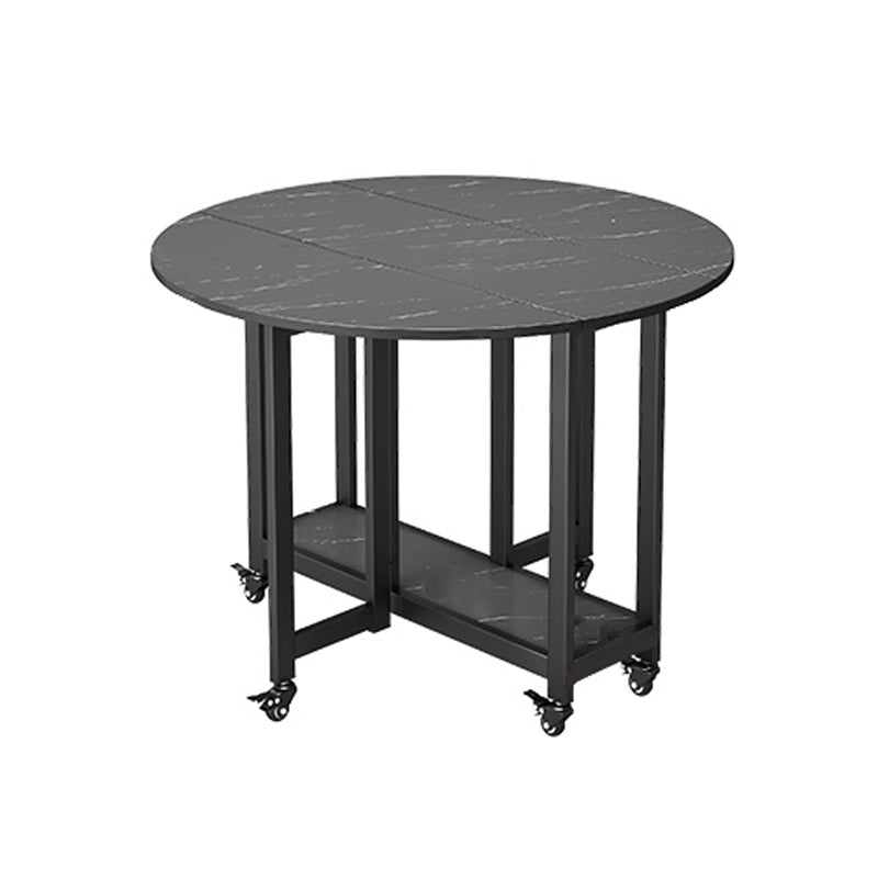 Folding Dining Table Faux Marble Dining Table with Black Frame
