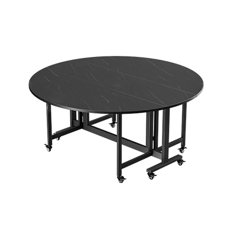 Folding Dining Table Faux Marble Dining Table with Black Frame