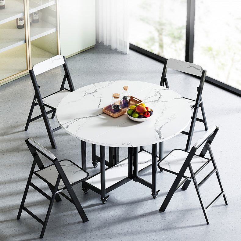 Folding Dining Table Faux Marble Dining Table with Black Frame
