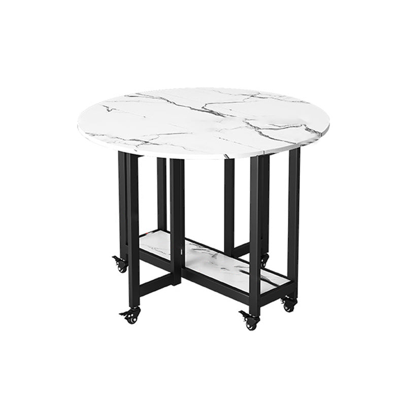 Folding Dining Table Faux Marble Dining Table with Black Frame