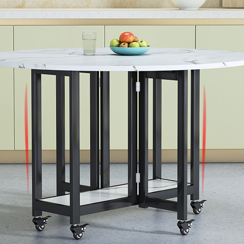 Folding Dining Table Faux Marble Dining Table with Black Frame