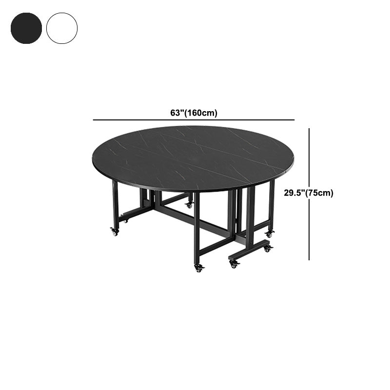 Folding Dining Table Faux Marble Dining Table with Black Frame
