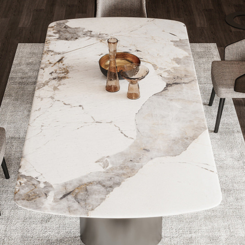 Rectangular Sintered Stone Dining Table Modern Gold Furniture with Tripod Base for Home