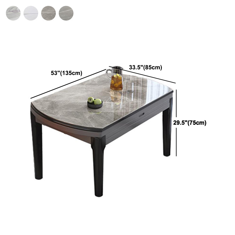 Round Sintered Stone Dining Table Modern Extendable Furniture with 4 Legs for Apartment