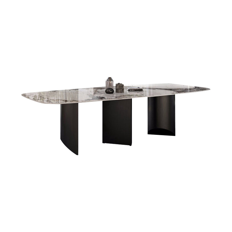 Modern Metal Base Dining Table Stone Rectangle Dining Table for Home