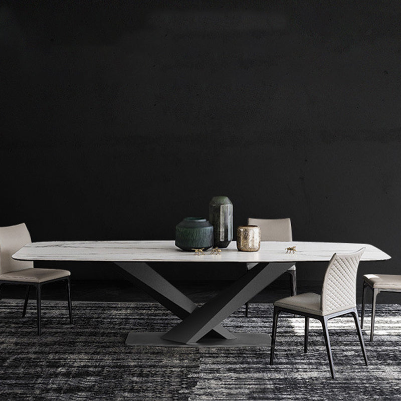 Traditional Luxury Table Metal Base Rectangle Dining Table for Home