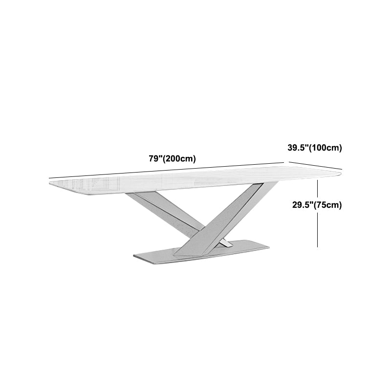 Traditional Luxury Table Metal Base Rectangle Dining Table for Home