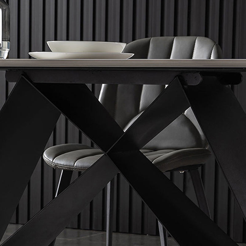 Modern Rectangle Table Stone Dining Room Table with Metal Base