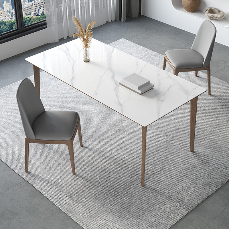 Modern Rectangle Dining Table Ash Wood Base Dining Table with 4 Legs