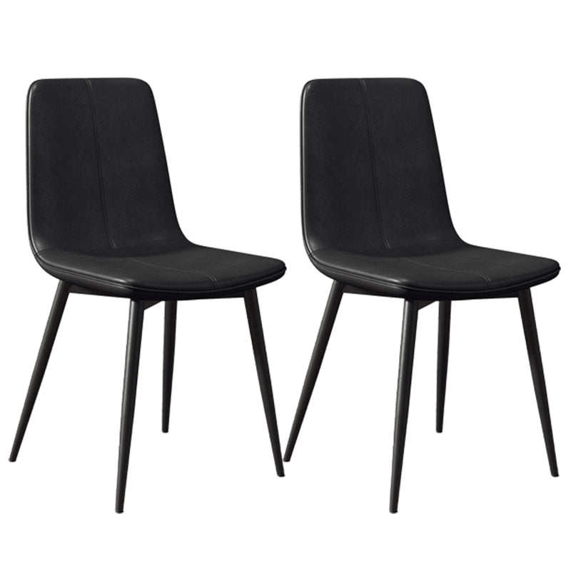 Modern Style Side Chair Faux Leather Dining Chair with Metal Leg