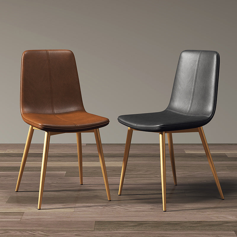 Modern Style Side Chair Faux Leather Dining Chair with Metal Leg