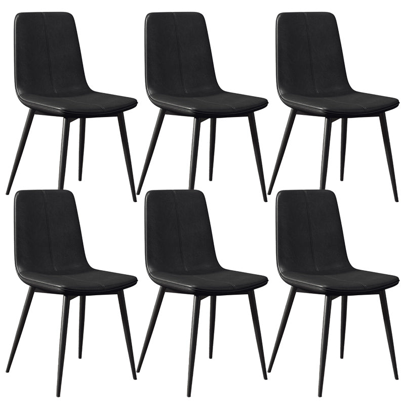 Modern Style Side Chair Faux Leather Dining Chair with Metal Leg