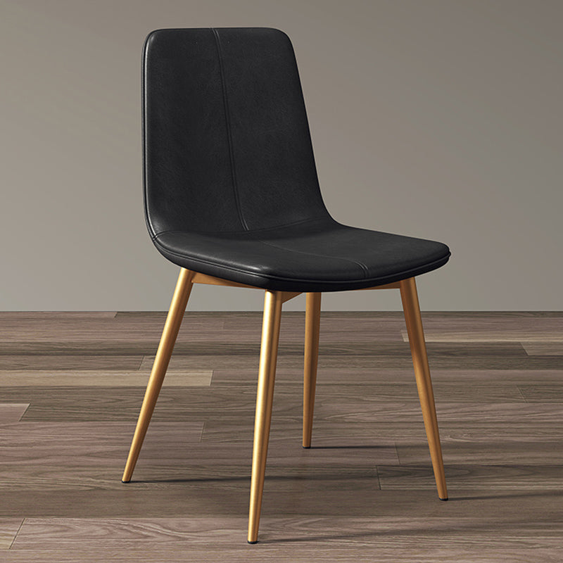Modern Style Side Chair Faux Leather Dining Chair with Metal Leg