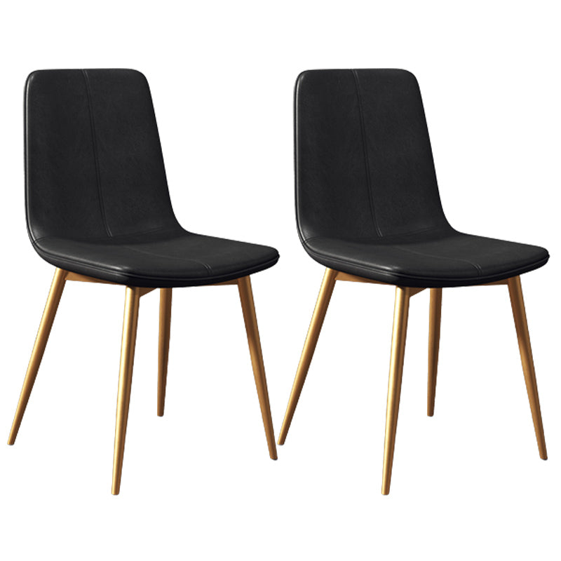 Modern Style Side Chair Faux Leather Dining Chair with Metal Leg