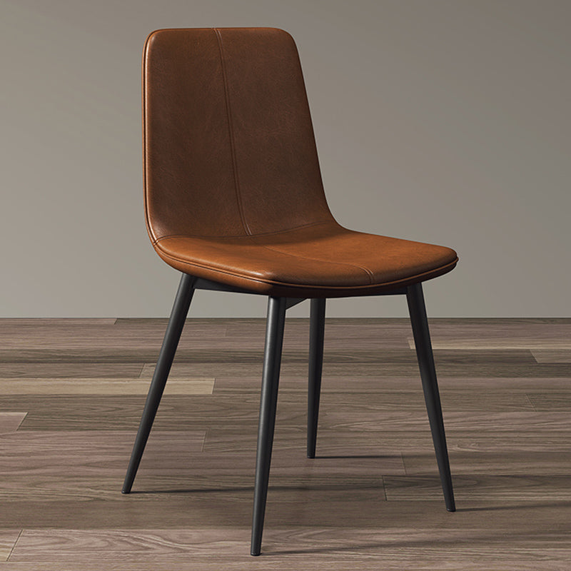 Modern Style Side Chair Faux Leather Dining Chair with Metal Leg