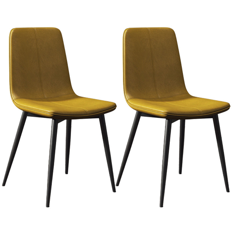 Modern Style Side Chair Faux Leather Dining Chair with Metal Leg