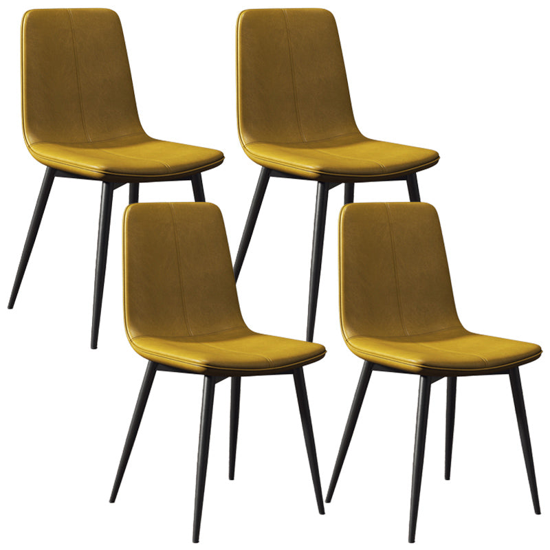 Modern Style Side Chair Faux Leather Dining Chair with Metal Leg