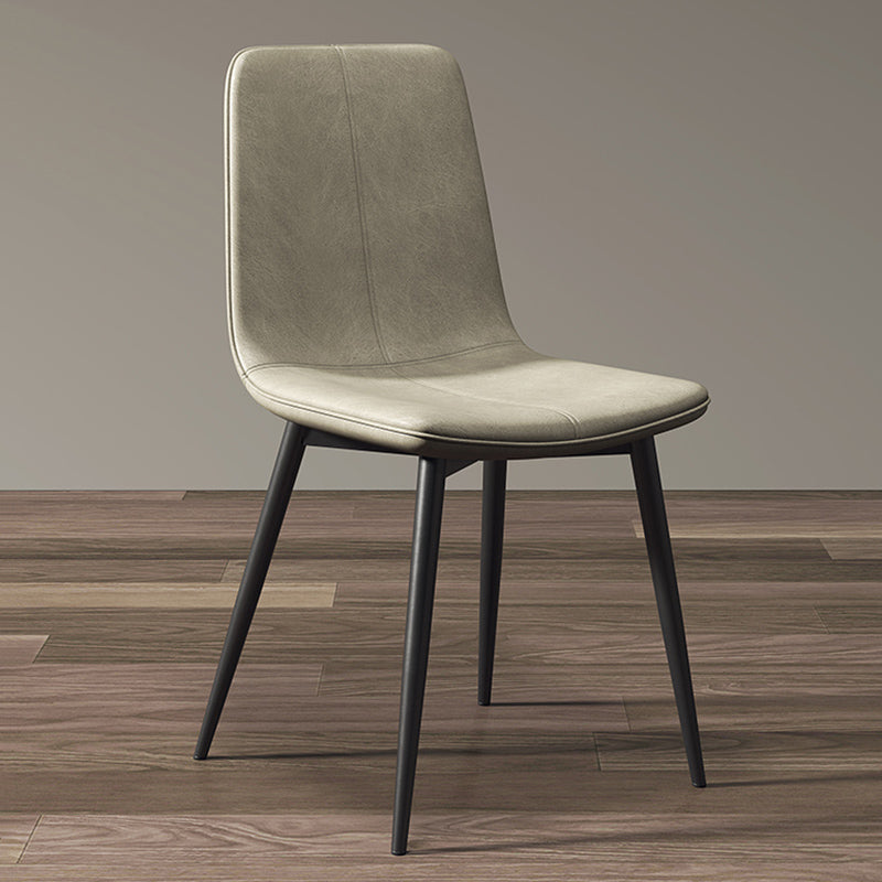 Modern Style Side Chair Faux Leather Dining Chair with Metal Leg