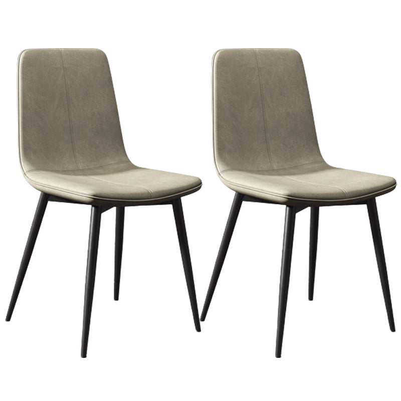 Modern Style Side Chair Faux Leather Dining Chair with Metal Leg