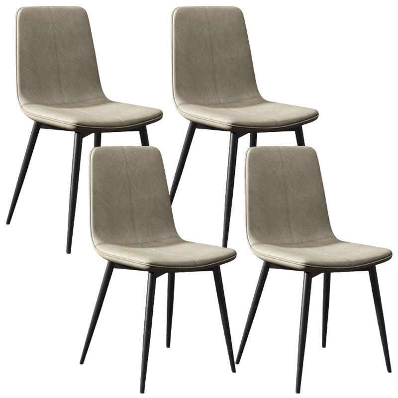 Modern Style Side Chair Faux Leather Dining Chair with Metal Leg