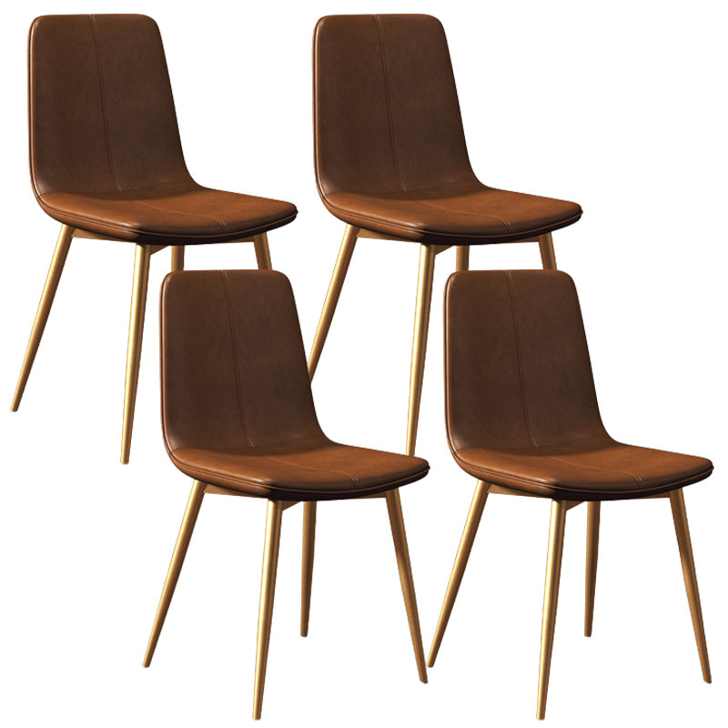 Modern Style Side Chair Faux Leather Dining Chair with Metal Leg