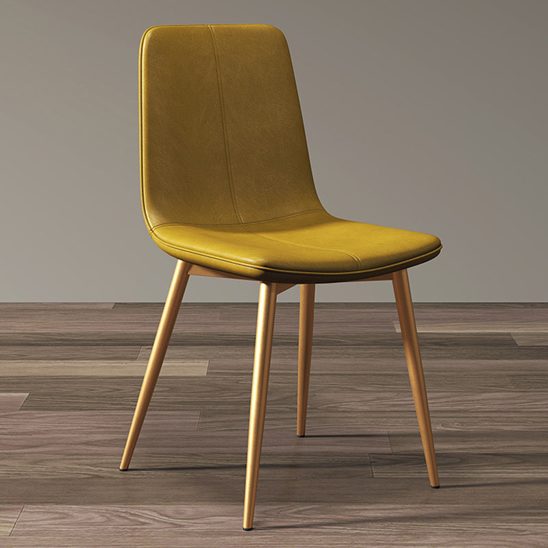 Modern Style Side Chair Faux Leather Dining Chair with Metal Leg